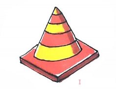 圆锥交通路障怎么画带颜色简单好看