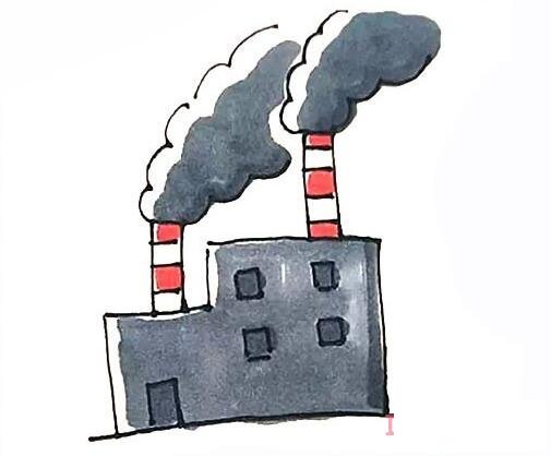 烟囱工厂怎么画简笔画步骤图带颜色