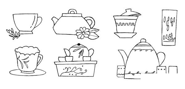 茶杯、茶壶简笔画图片