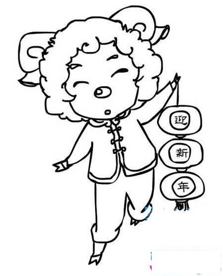 喜羊羊庆元旦迎新年简笔画图片
