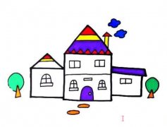 卡通别墅怎么画简单漂亮_别墅的画法简笔画图片