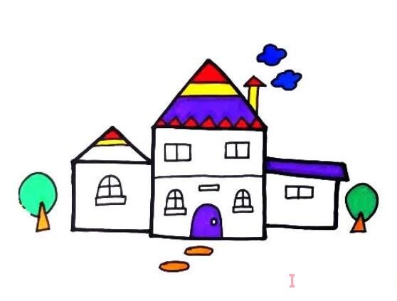 别墅怎么画简单易学_彩色别墅简笔画图片