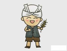 开心的农夫简笔画画法步骤图