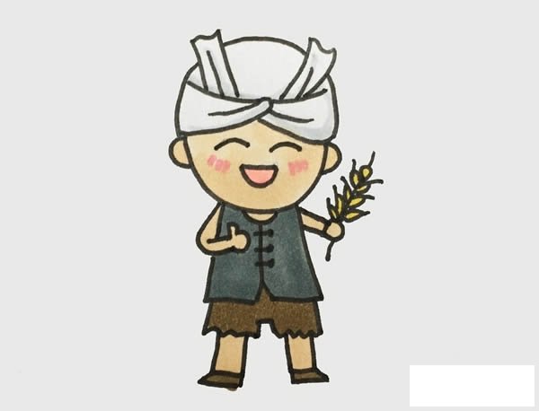 开心的农夫简笔画画法步骤图片