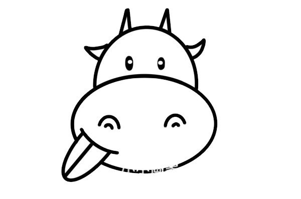 调皮小牛头像简笔画画法步骤图片