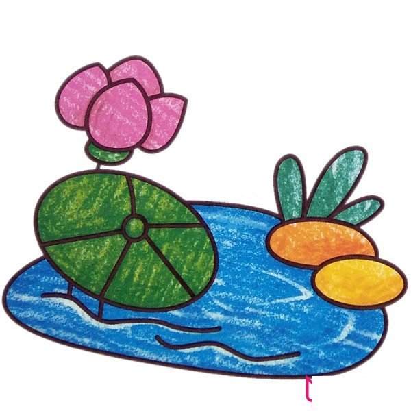 简单的风景简笔画图片，荷塘简笔画