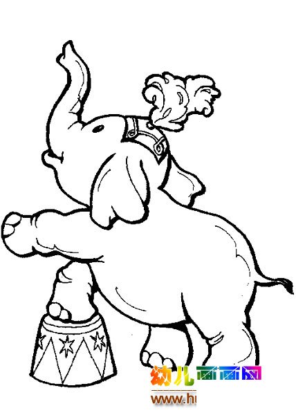 大象在表演简笔画