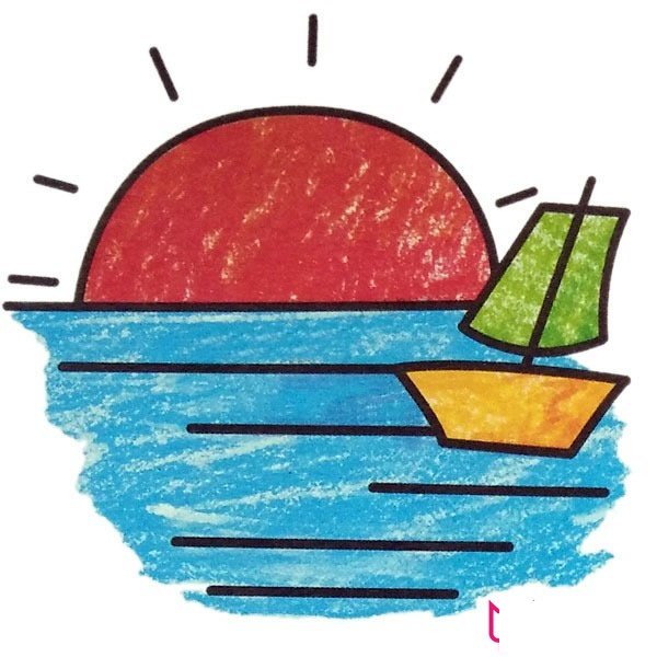 儿童风景简笔画，日出简笔画
