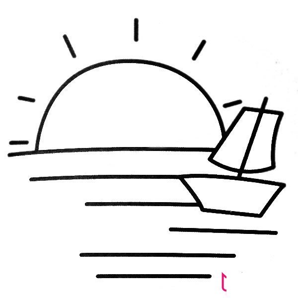 儿童风景简笔画，日出简笔画
