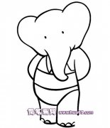 散步的大象简笔画