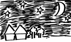 夜晚星空风景简笔画步骤图片大全