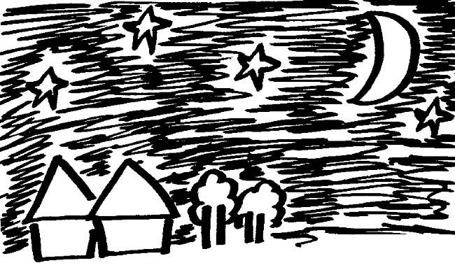 夜晚星空风景简笔画步骤图片大全