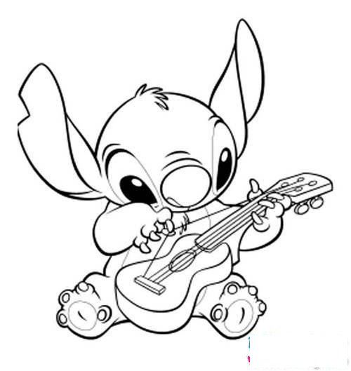 史迪仔弹吉他简笔画图片