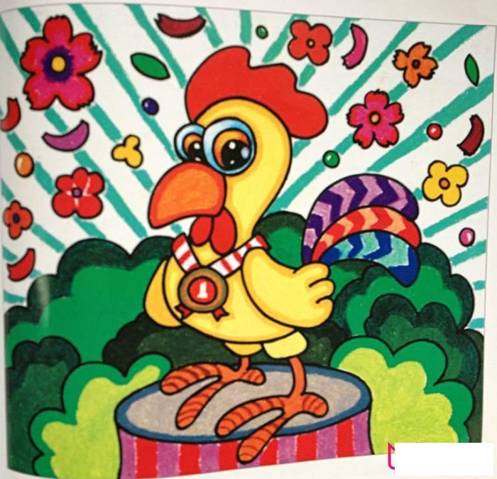 漂亮的大公鸡儿童画图片