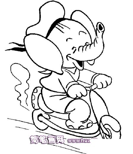 骑摩托车的大象简笔画