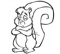 幼儿简笔画:一只发愁的小松鼠简笔画