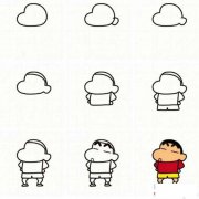 蜡笔小新简笔画教程步骤图：怎么画蜡笔小新