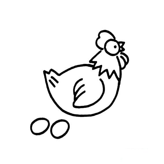 母鸡下蛋的简简单画法