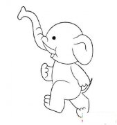 卡通小象简笔画：奔跑的小象