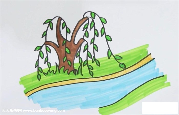 河边垂柳简笔画