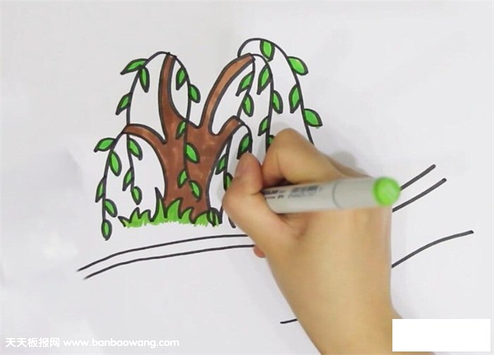 河边垂柳简笔画