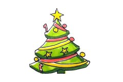 漂亮的圣诞树简笔画步骤图教程