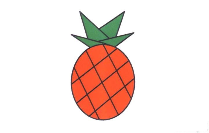 彩色简笔画菠萝的图片教程