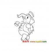 穿衣服的大象4(简笔画)