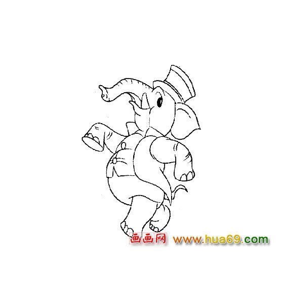 穿服的大象4(简笔画)