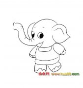 穿衣服的大象3(简笔画)