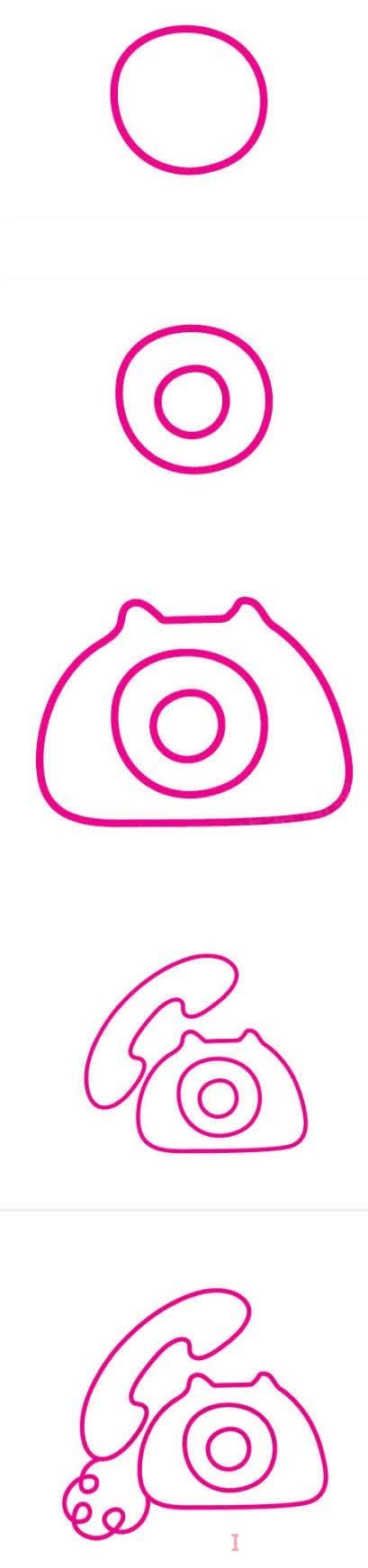 幼儿简单电话机的画法步骤图 固话简笔画图片