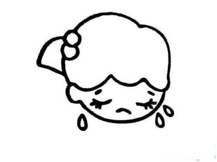 人物脸部表情简笔画：哭泣的小女孩