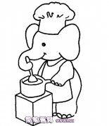 大象做饭的简笔画