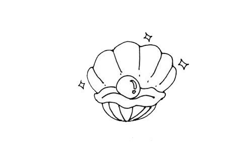 珍珠贝壳简笔画画法步骤图片