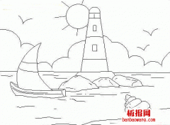 海边美景简笔画