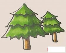 幼儿园松树简笔画怎么画带步骤图填色