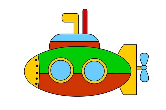 潜水艇简笔画的简单画法图片