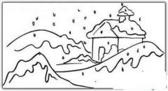 如何画风景：下雪的冬天简笔画