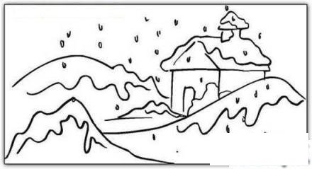 风景简笔画:下雪的冬天
