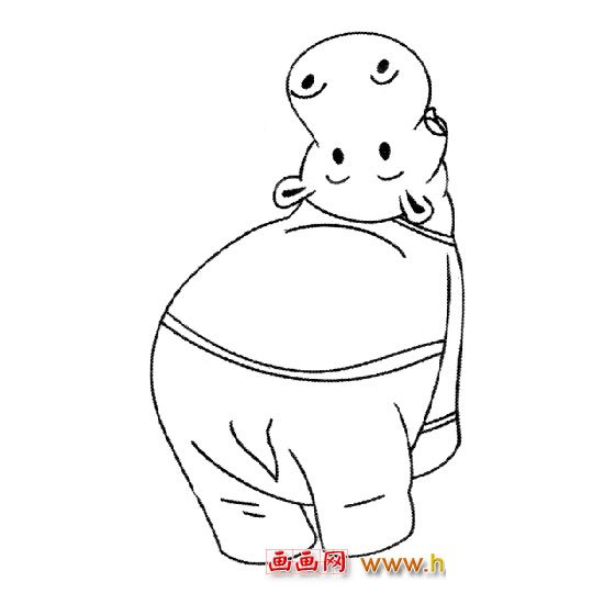 卡通简笔画（河马）3
