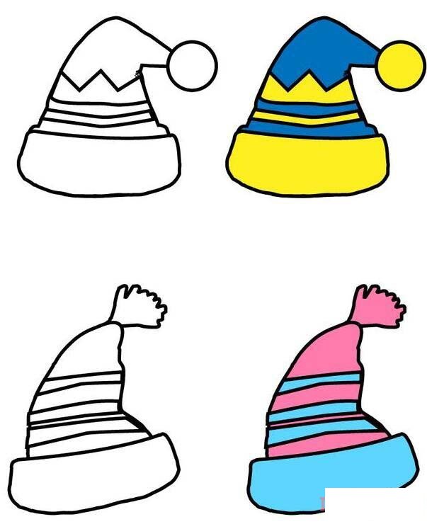 儿童帽子的画法步骤图带颜色 帽子简笔画图片