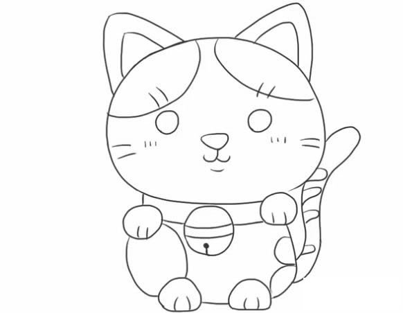 招财猫简笔画的画法步骤教程 可爱的招财猫简笔画怎么画