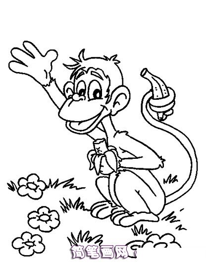 吃香蕉的小猴子简笔画2