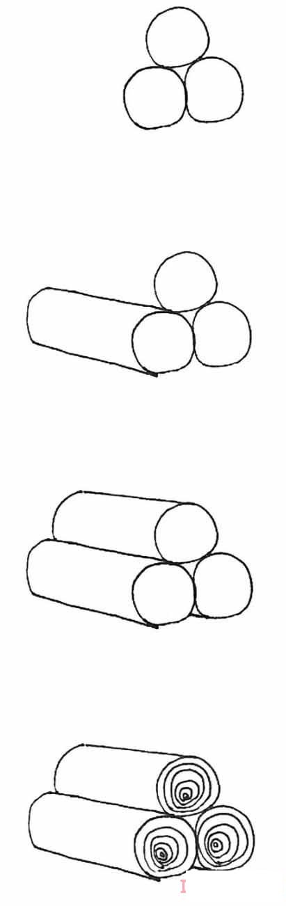 一堆木头怎么画简洁 木头简笔画图片