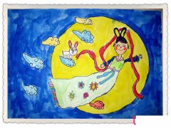 好看的儿童画图片，嫦娥奔月