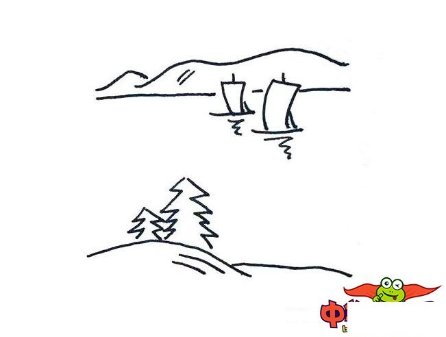 美丽大自然风景简笔画图片,风景画大全简单又好看(9张)