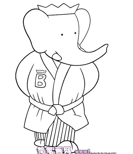 穿着睡的大象简笔画