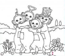 快乐天线宝宝一家简笔画