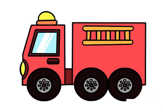 消防车简笔画步骤图解画法