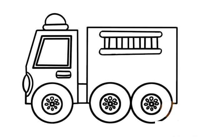 消防车简笔画步骤图解画法